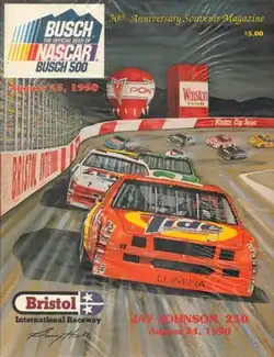 The 1990 Busch 500 program cover, featuring Darrell Waltrip.