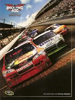 The 2011 Brickyard 400 program cover, featuring Jamie McMurray.