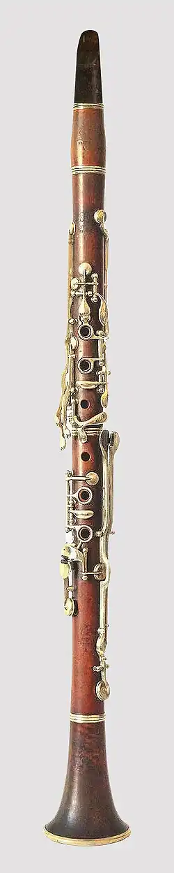 Baermann clarinet, c. 1870, intermediate between the Müller and Oehler clarinets.