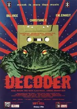 Poster for the 1984 film Decoder showing stylized imagery and text
