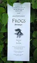 The front of the program for the student production of The Frogs, Spring 1999