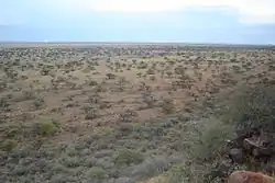 Present-day elevated view of the open ground over which the British advanced