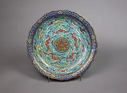 Plate; late 17th–early 18th century; cloisonné enamel; height: 4.4&nbsp;cm, diameter: 25.7&nbsp;cm; Metropolitan Museum of Art
